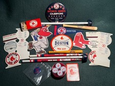 Boston Red Sox VINTAGE (18) Pin Pennant Match Helmet Pencil Erasers Decals L#1 picture