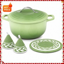 5 Qt Enameled Cast Iron Dutch Oven Casserole Pot with Lid Mat & Mitts 5 Colors picture