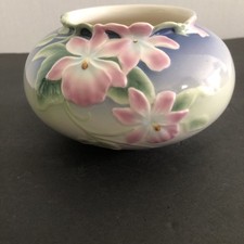 Franz Porcelain Orchid Squat Vase XP1900 Approx 6.5” W X 3.5” H Displayed Only picture