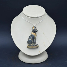 Rare Authentic Ancient Egyptian Antiquities Bastet Cat Stone Amulet Egyptian BC picture