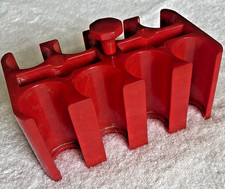 Vintage Red Bakelite Catalin Poker Chip Caddy Holder Yellow Swirl-  795 grams picture