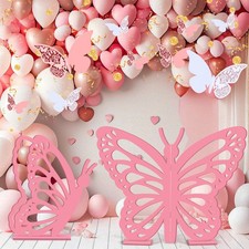 Yousoontic 2 Pcs Large Wooden Butterfly Props Pink picture
