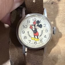 Vintage 1970s Bradley Mickey Mouse Mechanical Wind-Up Watch UNTESTED Swiss Made picture