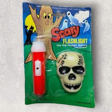 Vintage 1970s Scary Flashlight with Skull •  Kids Halloween Penlight • NOS picture