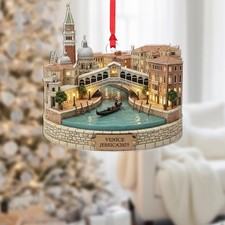 2D flat Personalized Venice City Ornament : Rialto Bridge Italy Travel picture