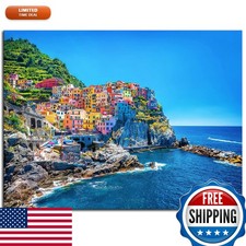 NAN Wind Canvas Print Cinque Terre Mediterranean Coast Landscape Wall Decor picture