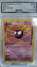 Pokémon 1999 Fossil Gastly 1st Edition #33 AGS Mint 9 English Arita picture