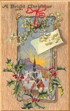 Vintage Tuck's Christmas Postcard A Bright Christmas Saxony 1900s Holly picture