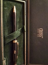 VINTAGE Townsend Black Lacquer 23K Gold Trim Ball Pen w Luxury Gift Box (572TW) picture
