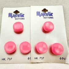 Vintage Majestic Buttons Hot Pink Bubblegum 5/8” Shank Made In Japan Set Of 6 picture