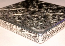 1930's Vintage Florence Italy 800 Silver Compact Case Hand Engraved Floral picture