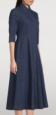 $2,150 AKRIS 100 Years Japanese Denim Maxi A-line Minimalist Hidden Zip Dress 6 picture