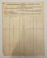 1836 Maine Militia Officer Oath James Tebbetts Sanford Ensign 3rd Regiment  picture