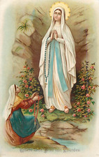 BB002 Religious antique chromo image - Our Lady of Lourdes picture