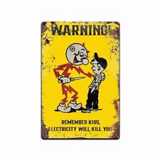 Vintage Looking Reddy Kilowatt Remember Kids Electricity Will Kill You Tin Sign picture