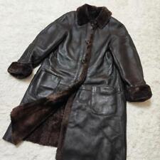 [Good Condition] JIL SANDER Long Coat Fur Lamb Leather Brown 38 picture