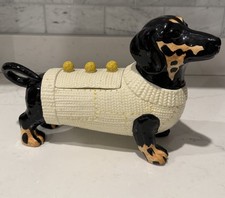 RARE Anthropologie Sweater Pup Dachshund Cookie Jar picture