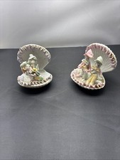 Lefton Figurine 2x Clam Shells Boy Girl Set Vintage Geo. Z Lefton 1950s GORGEOUS picture