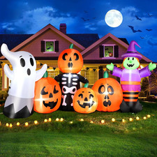 8 Ft Halloween Inflatable Pumpkin Outdoor Decoration, Large Blow up Witch, Ghost picture