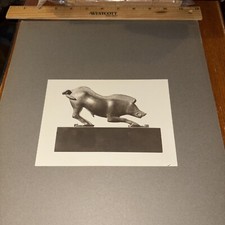 Antique Boar At Bay Mounted Ancient Greek Sculpture Photo of Bronze Statuette picture