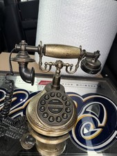 Vintage 1920s Replica Telephone Antique Brass Black Retro Push Button Desk Phone picture