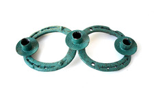 Rustic Horseshoe 3 Candle Holder Hand Forged Style Twisted Iron 12