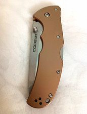 Cold Steel Code 4 Pocketknife Brown/Silver Aluminum CPM S35VN Tanto Plain picture