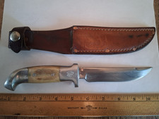 VINTAGE RH RUANA MODEL 12A RUANA KNIFE w ORIGINAL LEATHER SHEATH M LARGE STAMP picture