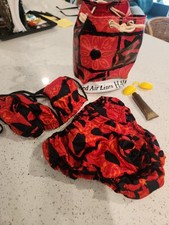 Vtg United Airlines Round Red Black Beach Bag Vinyl Hawaii Bikini Lotion Eye picture