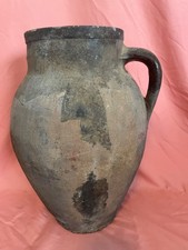 Antique Turkish Anatolian Earthenware Oil Jar Jug Pot 19thC Wabi Sabi Primitive picture