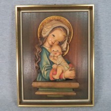Anri Ferrandiz Madonna & Child Woodcarving Wall Hanging Plaque Framed VTG Italy picture