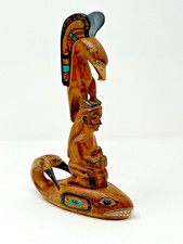 Alaska Black Diamond Carved Wood Totem Pole Whale Song by Ray Moore 9