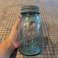 Rare 1923-1933 Antique Blue Aqua Ball Perfect Mason jar picture