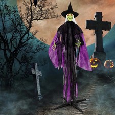 7.2 FT Halloween Animatronic Witch with Light up Eyes Creepy Sounds & Movements picture