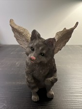 Whimsical Grey Resin 5 Inches Cat With Wings picture