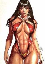Vampirella - 8x11 Full Color Original Art Rafael Wellington w/COA - NOT a Print picture