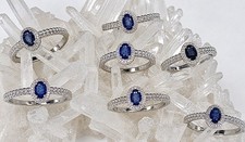 Wholesale Lot 7 Pcs Natural Sapphire White Bronze Rings Crystal Healing picture