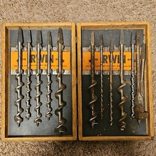 Vintage Irwin 10Pc.  Auger Bits Set With Original Wood Case , USA picture
