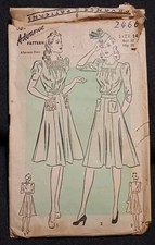Vintage 1940s Advance Pattern Woman's Afternoon Dress #2466 Size 14 Complete picture