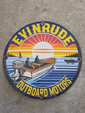  VINTAGE EVINRUDE OUTBOARD MOTORS PORCELAIN GAS SIGN 12