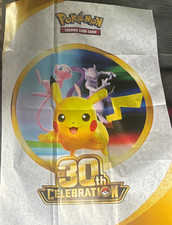 Pokémon 30th Celebration Paper Poster w/ Pikachu, Mew & Mewtwo Exclusive New picture