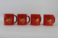 Rare Vintage Nike '86 Happy Holidays Red & Gold Ceramic Coffee Mug Set (4) Japan picture