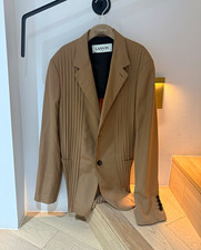Lanvin Paris Men's Beige Cotton Twill 2pc Suit Single-Breasted 48 32W picture