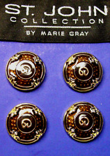 ST JOHN REPLACEMENT BUTTONS 4 PC BROWN/WINE ENAMELED BUTTON, FINE JEWELRY GRADE picture