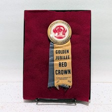 Vintage 1939 Standard Oil Co Red Crown Golden Jubilee Ribbon Badge Pin Gas picture