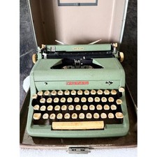 Vintage Royal Quiet De Luxe Portable Typewriter Green with Tweed Case 1950s picture