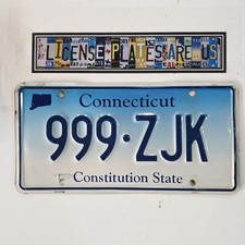 Connecticut License Plate 🔥 Real CT Repeater Triple 9 Tag 999 ZJK picture