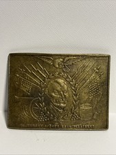 Vintage 1970's Abraham Lincoln Memorial Brass Belt Buckle Novelty Funeral Plate picture