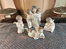 Lot of 4 Lladro Angel Figurines Glossy 4542 4539 4538 5725 Making a Wish Singing picture