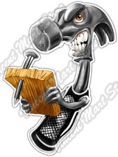 Angry Hammer Construction Carpenter Handy Car Bumper Vinyl Sticker Decal 4
